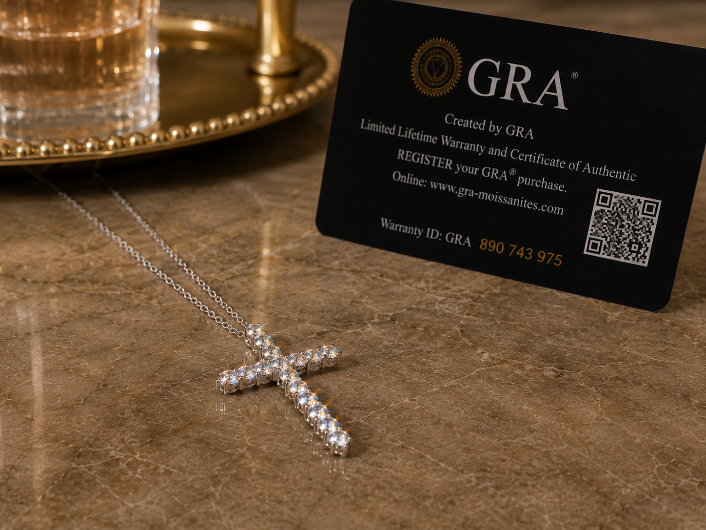 GRA certificate for Big Cross Necklace